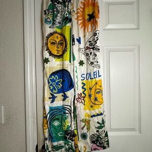 Joie Multicolor Straight Leg Pants with Sun and Moon Design